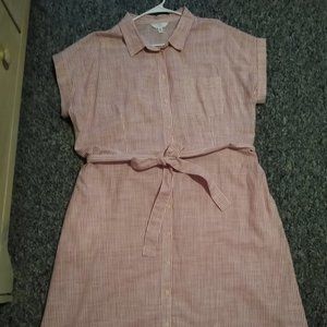 Time and Tru Red and White Striped Shirtdress